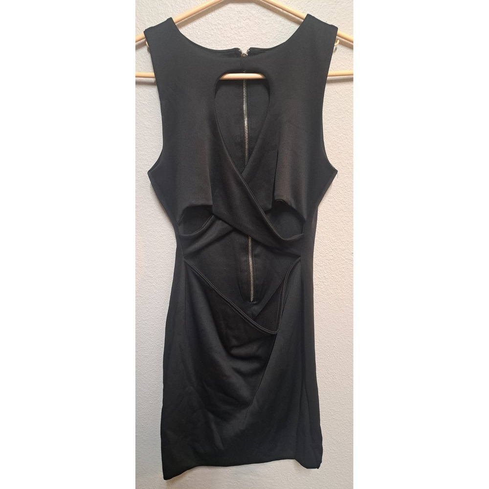 Fashion Nova Black Bodycon Dress Cutout Zip Back Sleeveless Mini Small